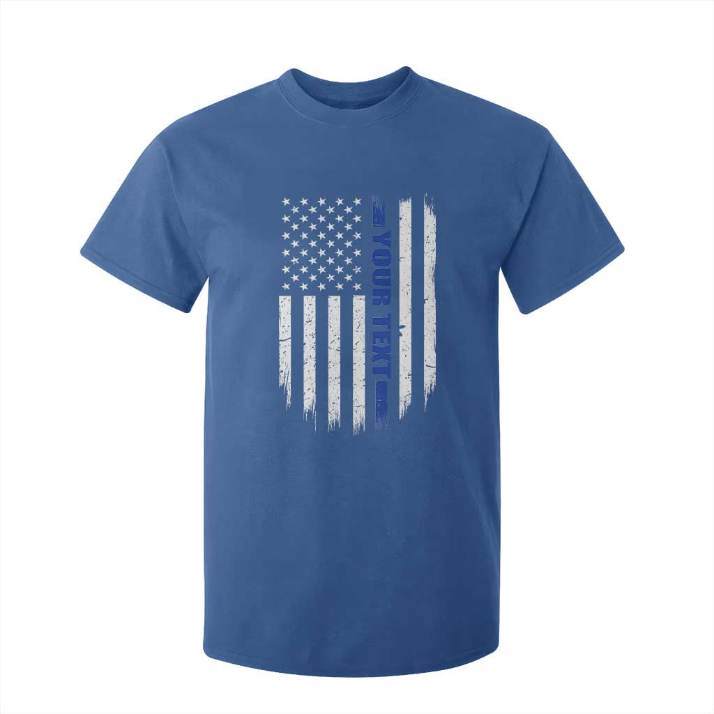 Personalized Police T Shirt For Kid Custom Text Name Vintage American Flag Law Enforcement Gift