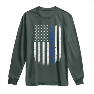 Personalized Police Long Sleeve Shirt Custom Text Name Vintage American Flag Law Enforcement Gift