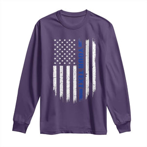 Personalized Police Long Sleeve Shirt Custom Text Name Vintage American Flag Law Enforcement Gift