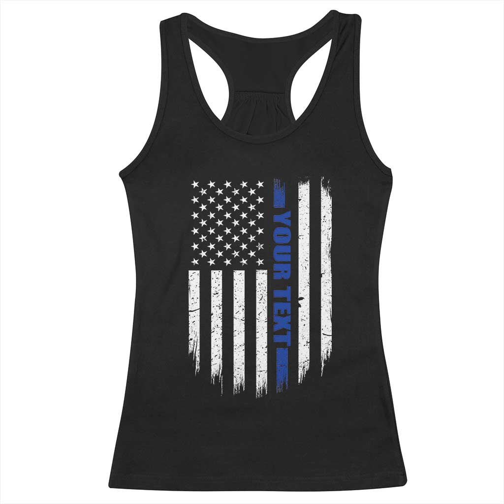 Personalized Police Racerback Tank Top Custom Text Name Vintage American Flag Law Enforcement Gift TS11 Black Print Your Wear