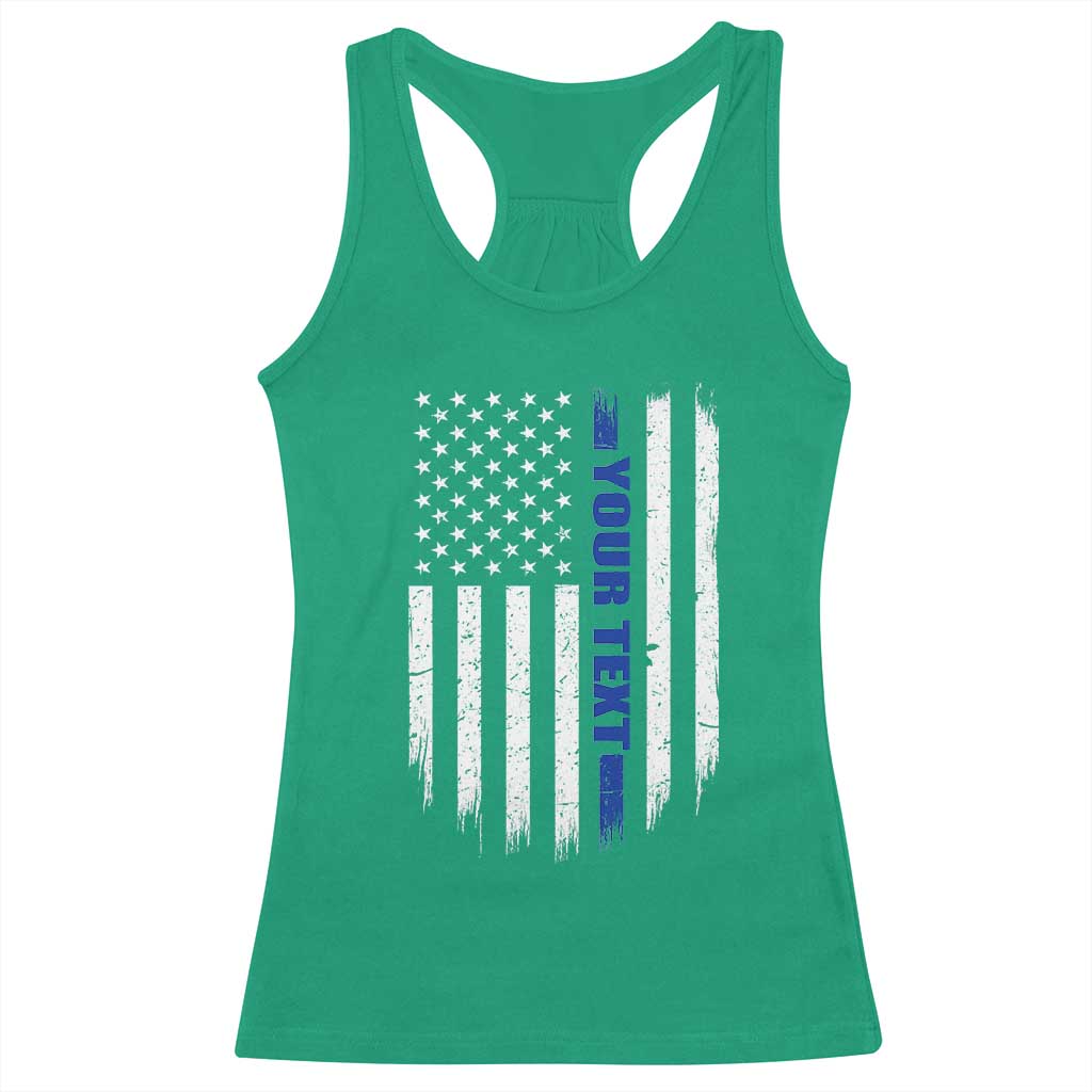 Personalized Police Racerback Tank Top Custom Text Name Vintage American Flag Law Enforcement Gift