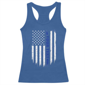 Personalized Police Racerback Tank Top Custom Text Name Vintage American Flag Law Enforcement Gift
