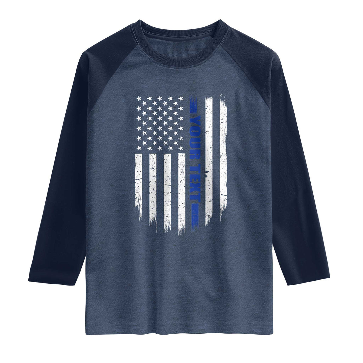 Personalized Police Raglan Shirt Custom Text Name Vintage American Flag Law Enforcement Gift