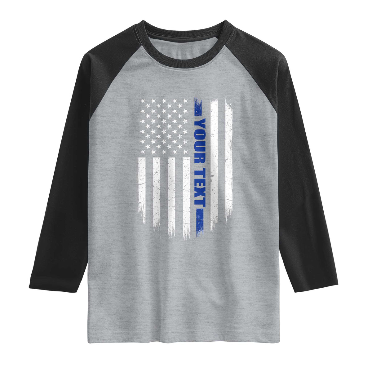 Personalized Police Raglan Shirt Custom Text Name Vintage American Flag Law Enforcement Gift