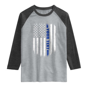 Personalized Police Raglan Shirt Custom Text Name Vintage American Flag Law Enforcement Gift