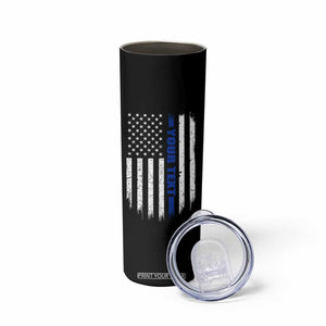 Personalized Police Skinny Tumbler Custom Text Name Vintage American Flag Law Enforcement Gift