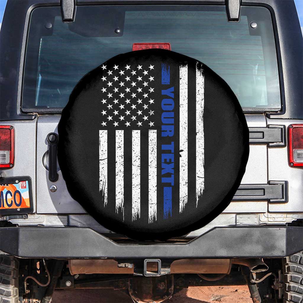Personalized Police Spare Tire Cover Custom Text Name Vintage American Flag Law Enforcement Gift TS11 No hole Black Print Your Wear