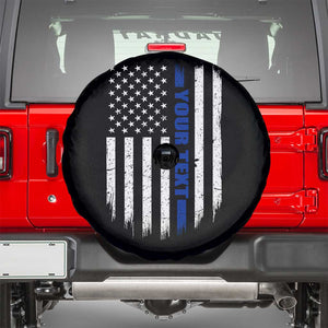 Personalized Police Spare Tire Cover Custom Text Name Vintage American Flag Law Enforcement Gift