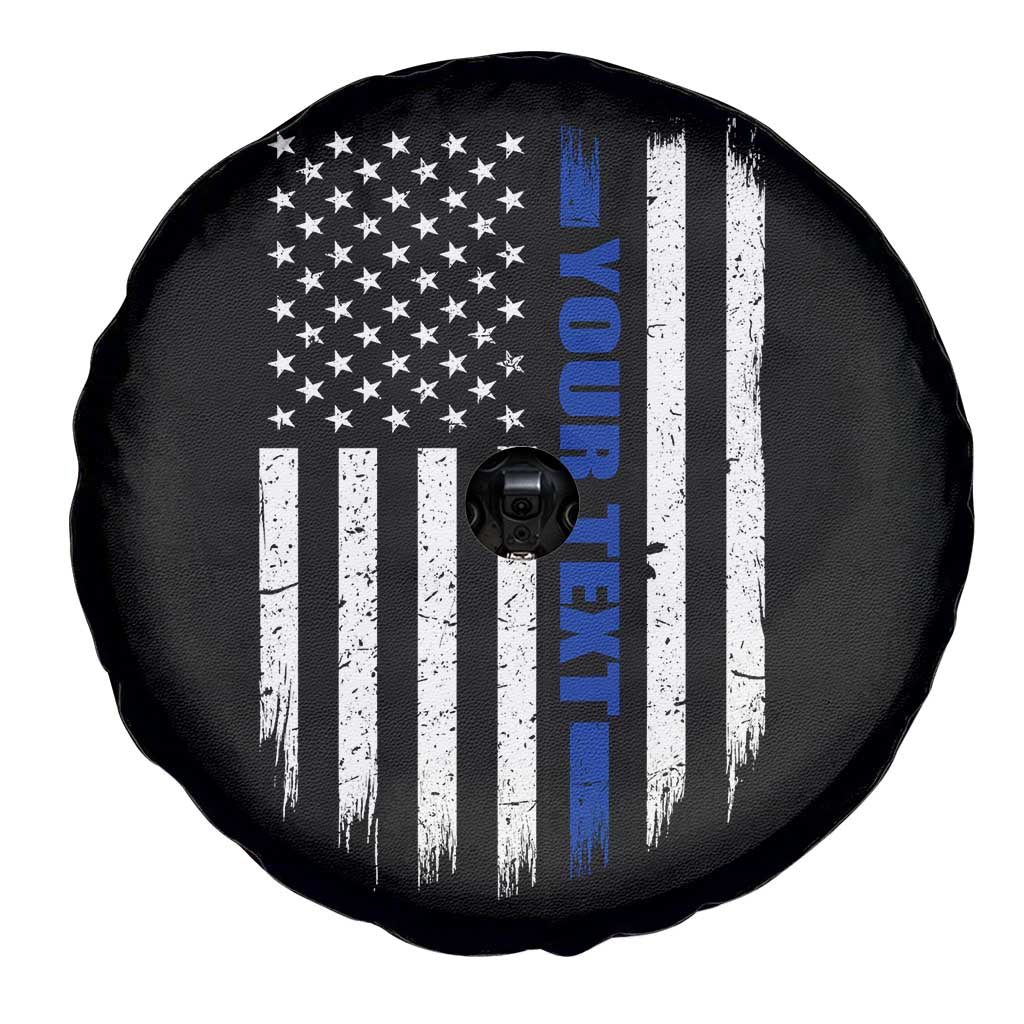 Personalized Police Spare Tire Cover Custom Text Name Vintage American Flag Law Enforcement Gift