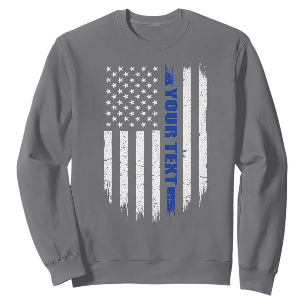 Personalized Police Sweatshirt Custom Text Name Vintage American Flag Law Enforcement Gift