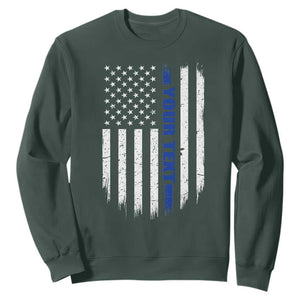 Personalized Police Sweatshirt Custom Text Name Vintage American Flag Law Enforcement Gift
