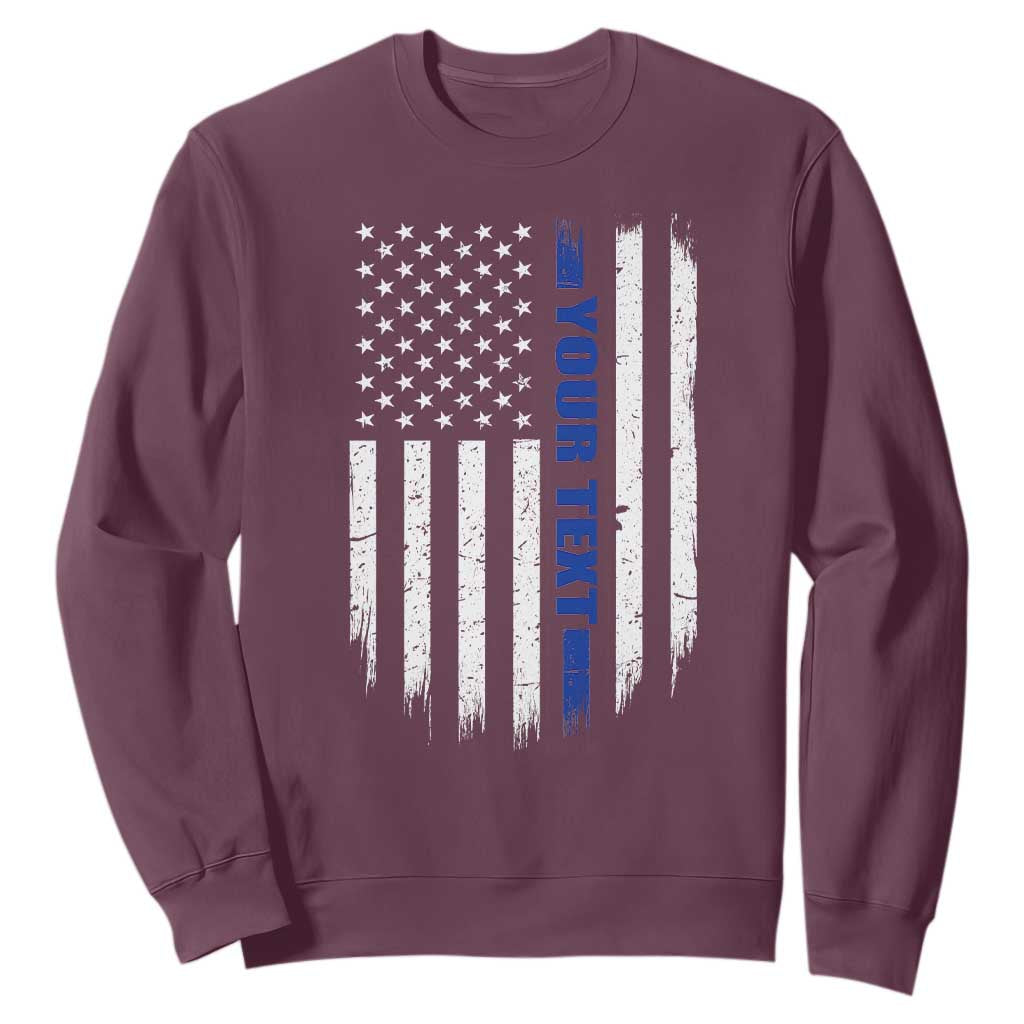 Personalized Police Sweatshirt Custom Text Name Vintage American Flag Law Enforcement Gift