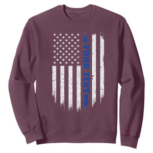 Personalized Police Sweatshirt Custom Text Name Vintage American Flag Law Enforcement Gift