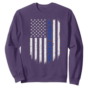 Personalized Police Sweatshirt Custom Text Name Vintage American Flag Law Enforcement Gift