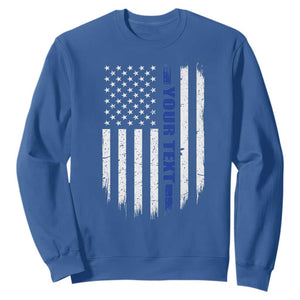 Personalized Police Sweatshirt Custom Text Name Vintage American Flag Law Enforcement Gift