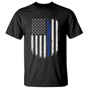 Personalized Police T Shirt Custom Text Name Vintage American Flag Law Enforcement Gift