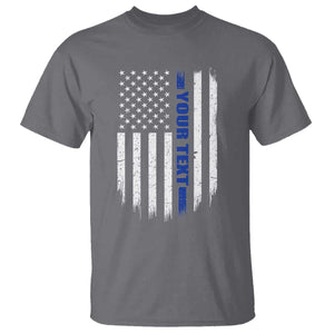Personalized Police T Shirt Custom Text Name Vintage American Flag Law Enforcement Gift
