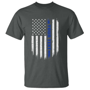Personalized Police T Shirt Custom Text Name Vintage American Flag Law Enforcement Gift