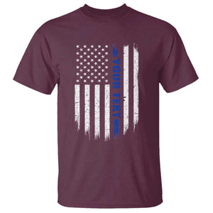 Personalized Police T Shirt Custom Text Name Vintage American Flag Law Enforcement Gift