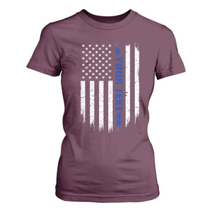 Personalized Police T Shirt For Women Custom Text Name Vintage American Flag Law Enforcement Gift