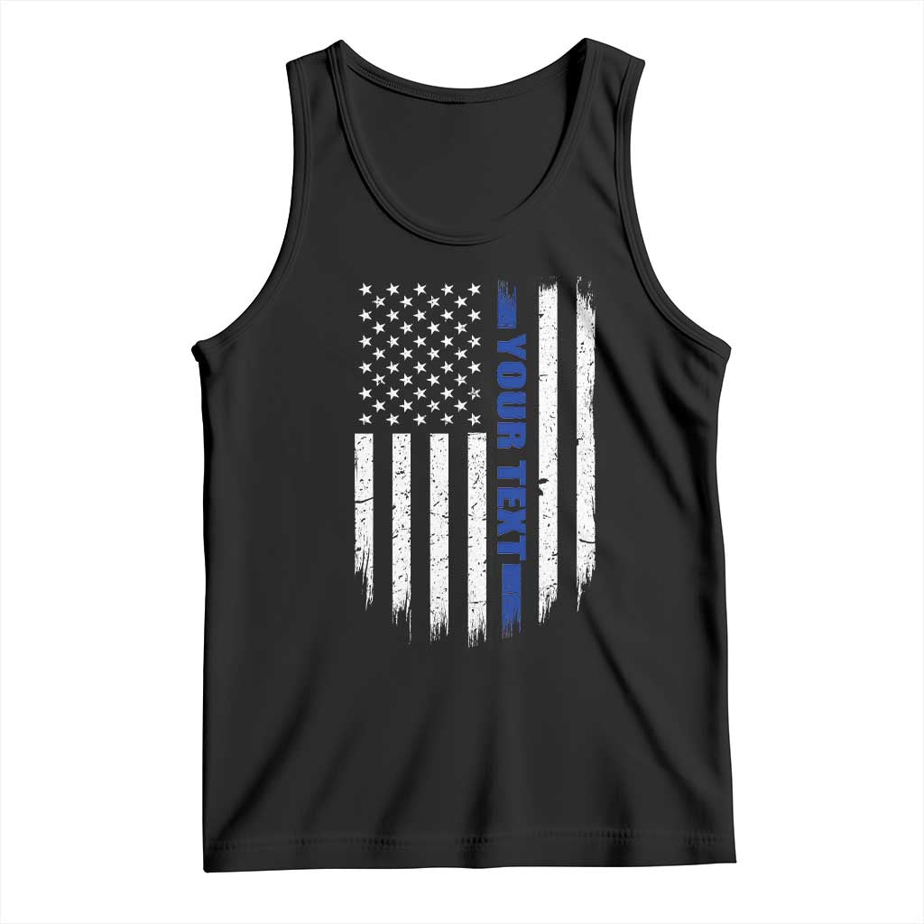 Personalized Police Tank Top Custom Text Name Vintage American Flag Law Enforcement Gift TS11 Black Print Your Wear