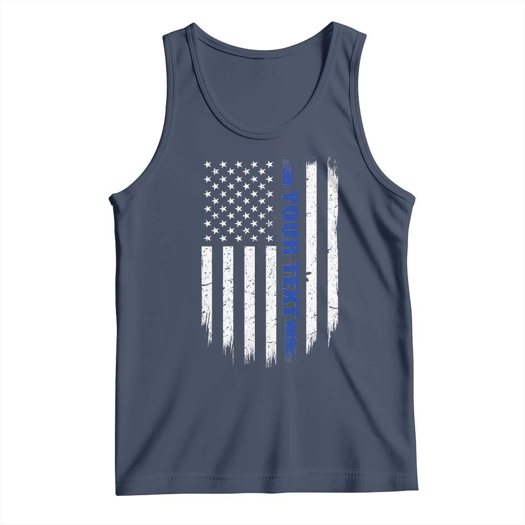 Personalized Police Tank Top Custom Text Name Vintage American Flag Law Enforcement Gift