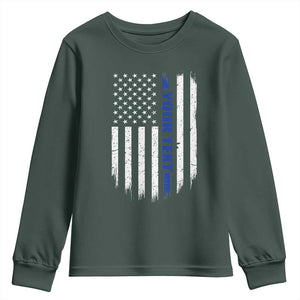 Personalized Police Youth Sweatshirt Custom Text Name Vintage American Flag Law Enforcement Gift