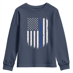 Personalized Police Youth Sweatshirt Custom Text Name Vintage American Flag Law Enforcement Gift