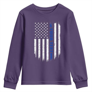 Personalized Police Youth Sweatshirt Custom Text Name Vintage American Flag Law Enforcement Gift