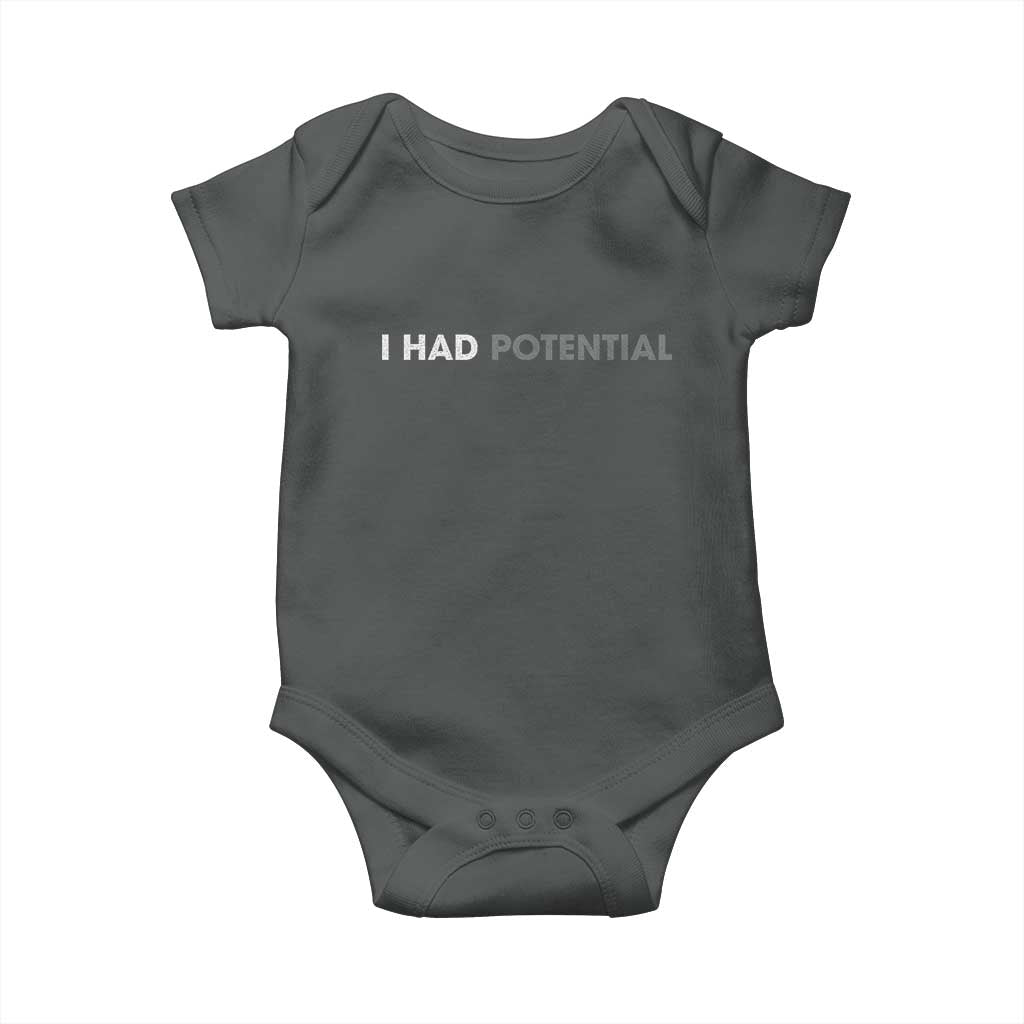 I Had Potential Baby Onesie Physics Science Teacher Humor TS11 Dark Heather Print Your Wear