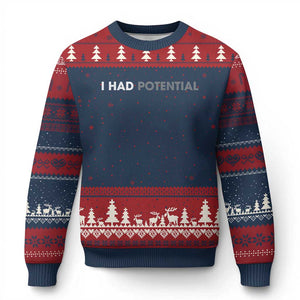I Had Potential Ugly Christmas Sweater Physics Science Teacher Humor TS11 Navy Red Print Your Wear