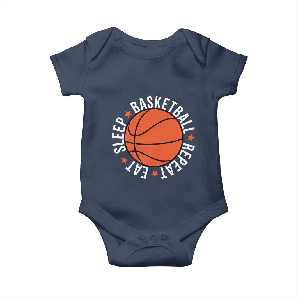 Basketball Lover Baby Onesie Eat Sleep Basketball Repeat TS11 Navy Print Your Wear