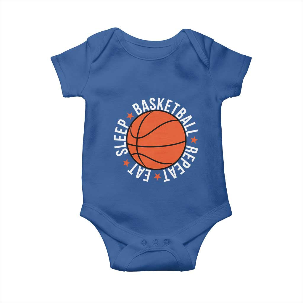 Basketball Lover Baby Onesie Eat Sleep Basketball Repeat TS11 Royal Blue Print Your Wear