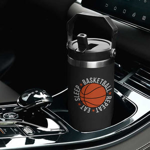 Basketball Lover Flip Straw Tumbler Eat Sleep Basketball Repeat TS11 Print Your Wear