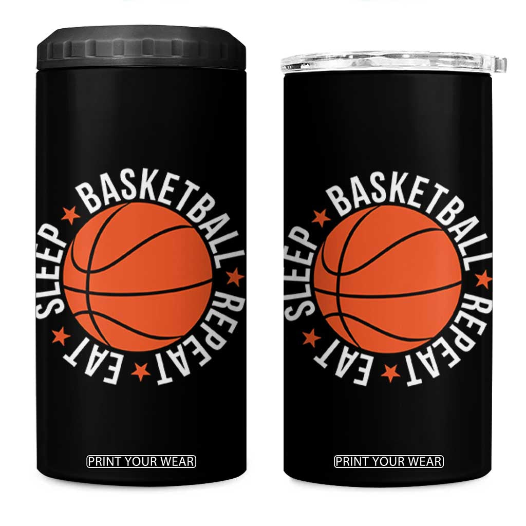 Basketball Lover 4 in 1 Can Cooler Tumbler Eat Sleep Basketball Repeat TS11 One Size: 16 oz Black Print Your Wear