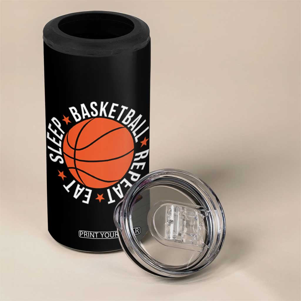 Basketball Lover 4 in 1 Can Cooler Tumbler Eat Sleep Basketball Repeat TS11 Print Your Wear
