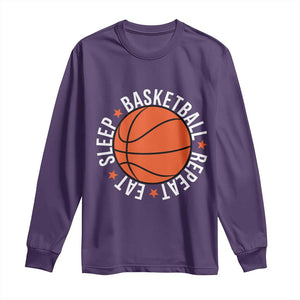 Basketball Lover Long Sleeve Shirt Eat Sleep Basketball Repeat TS11 Purple Print Your Wear
