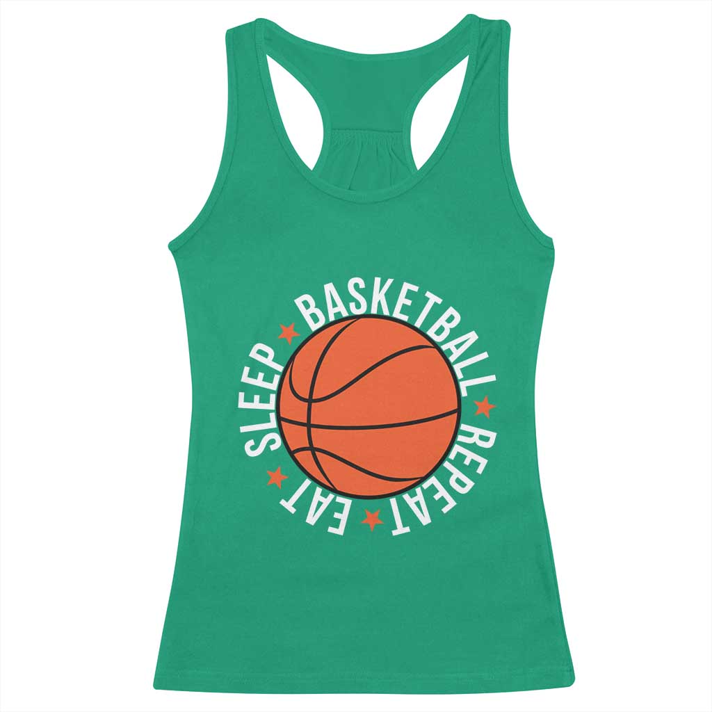Basketball Lover Racerback Tank Top Eat Sleep Basketball Repeat TS11 Irish Green Print Your Wear