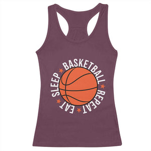 Basketball Lover Racerback Tank Top Eat Sleep Basketball Repeat TS11 Maroon Print Your Wear