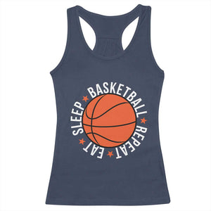 Basketball Lover Racerback Tank Top Eat Sleep Basketball Repeat TS11 Navy Print Your Wear