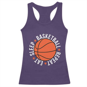 Basketball Lover Racerback Tank Top Eat Sleep Basketball Repeat TS11 Purple Print Your Wear