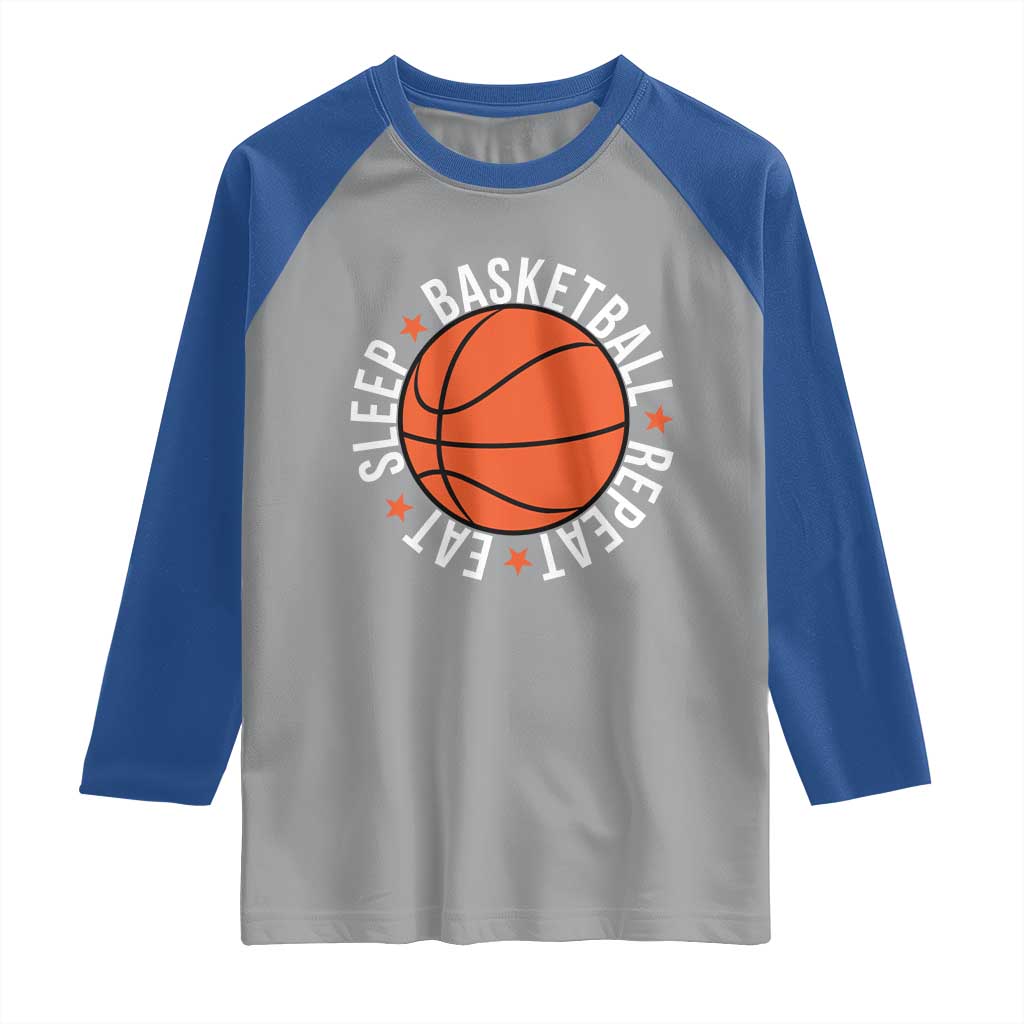 Basketball Lover Raglan Shirt Eat Sleep Basketball Repeat TS11 Sport Gray Royal Print Your Wear