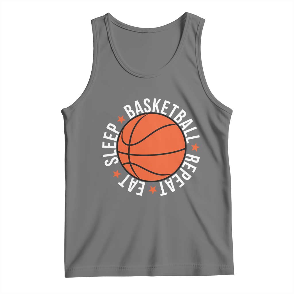 Basketball Lover Tank Top Eat Sleep Basketball Repeat TS11 Black Heather Print Your Wear