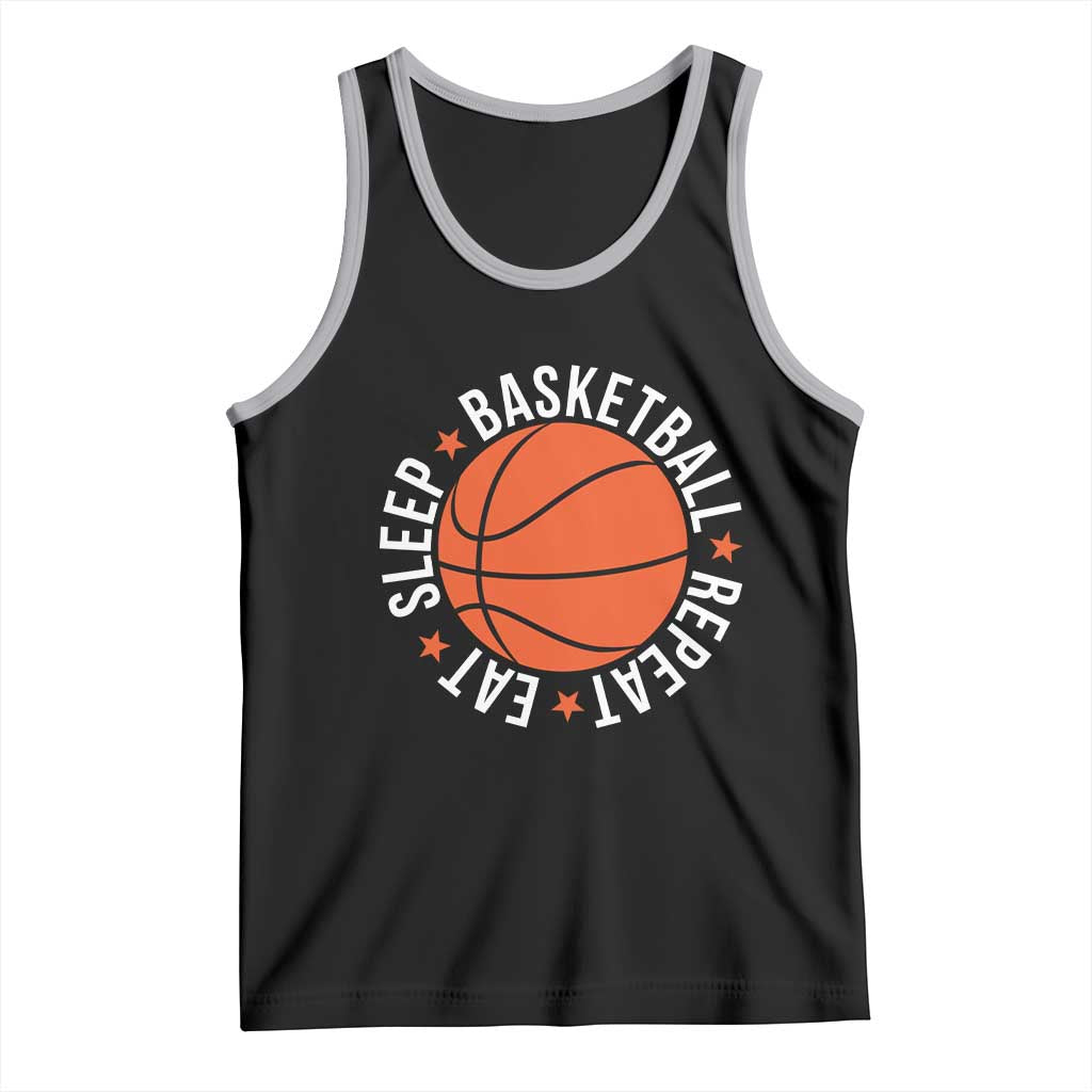 Basketball Lover Tank Top Eat Sleep Basketball Repeat TS11 Black Athletic Heather Print Your Wear