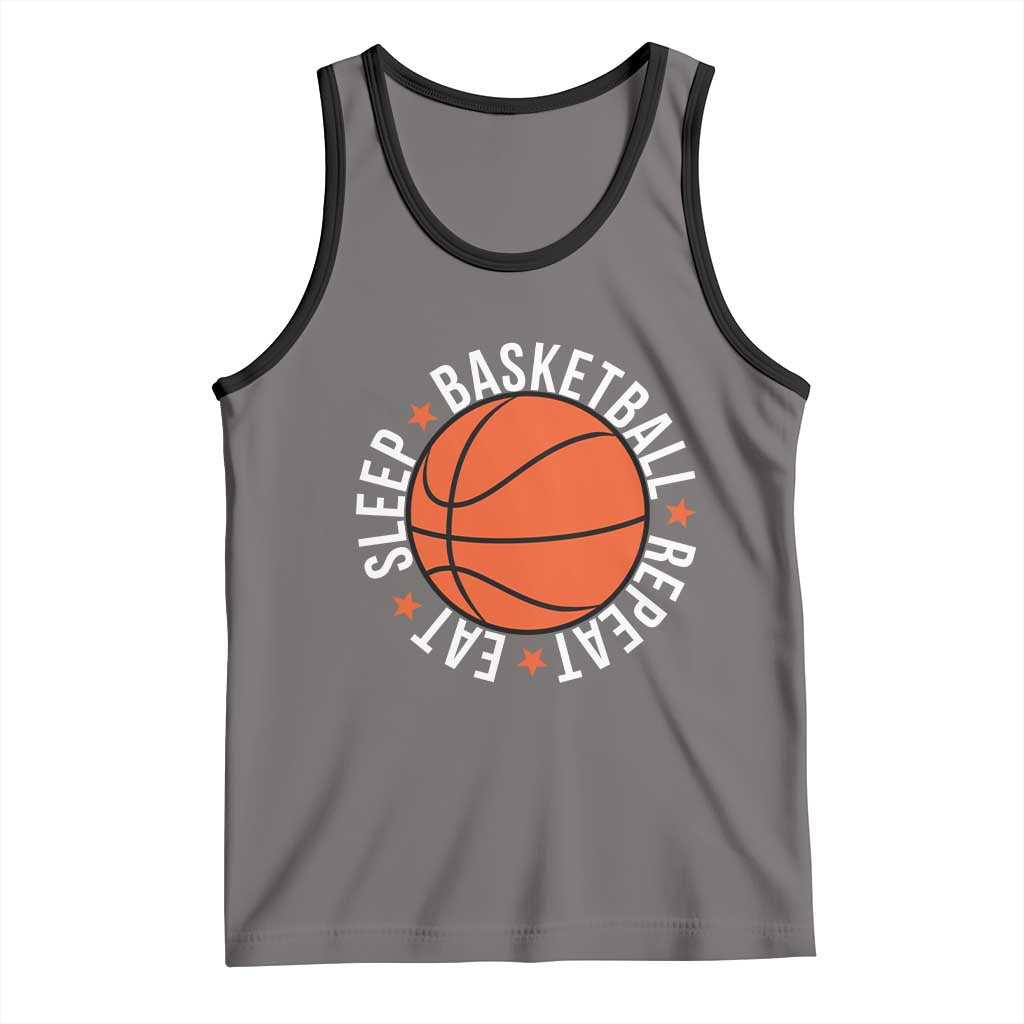 Basketball Lover Tank Top Eat Sleep Basketball Repeat TS11 Deep Heather Black Print Your Wear