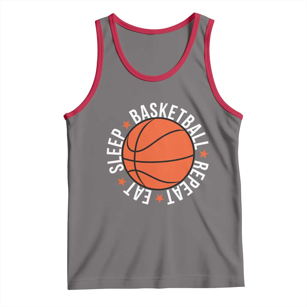 Basketball Lover Tank Top Eat Sleep Basketball Repeat TS11 Deep Heather Red Print Your Wear