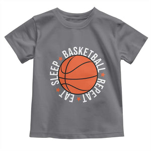 Basketball Lover Toddler T Shirt Eat Sleep Basketball Repeat TS11 Charcoal Print Your Wear