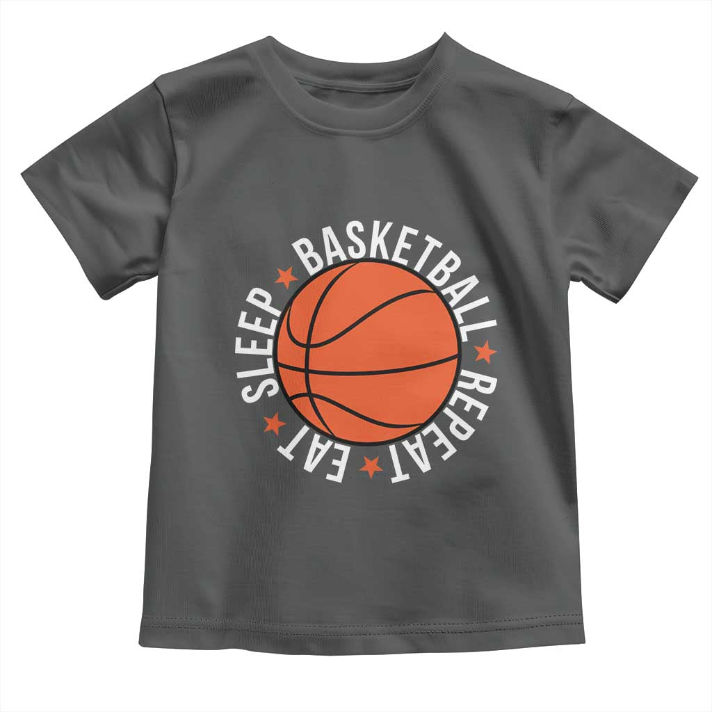 Basketball Lover Toddler T Shirt Eat Sleep Basketball Repeat TS11 Dark Heather Print Your Wear