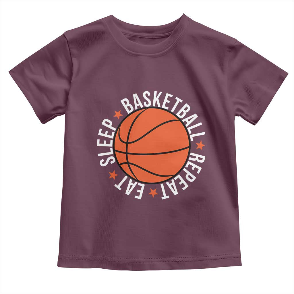Basketball Lover Toddler T Shirt Eat Sleep Basketball Repeat TS11 Maroon Print Your Wear