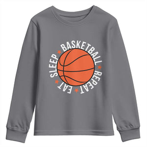 Basketball Lover Youth Sweatshirt Eat Sleep Basketball Repeat TS11 Charcoal Print Your Wear